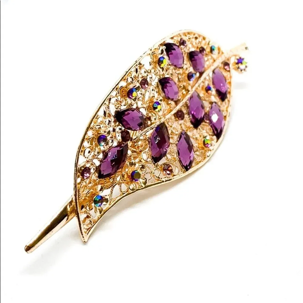 Leaf Gold Lavender Hair Clip